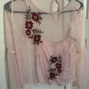 Long sleep see through floral top